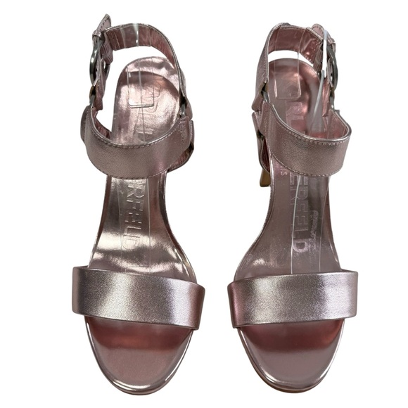 NWOT Karl Lagerfeld Paris Cieone Metallic Leather Ankle Strap Sandals Size 8.5M - Picture 5 of 16